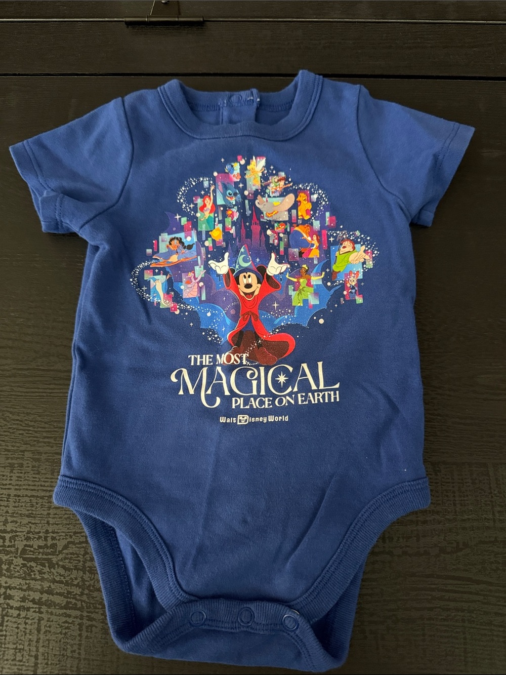 Disney Blue Short-Sleeve Mickey Sorcerer Graphic One-Piece